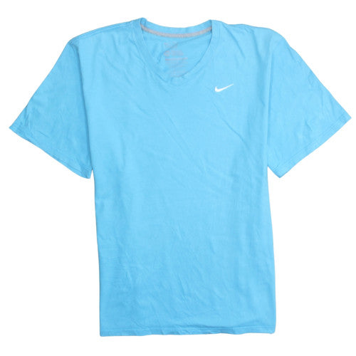 Nike Men's Blue V-Neck Short Sleeve Cotton T-Shirt 2XL Regular Fit