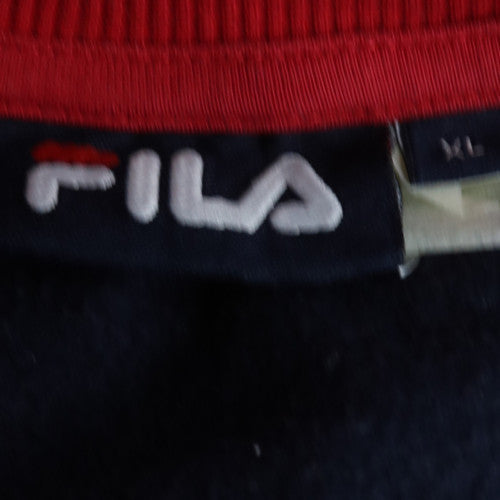 FILA Men's Blue Red Crew Neck Logo Sweatshirt XL Retro Sportswear