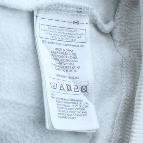 Adidas Women White Hooded Pullover Sweatshirt Size S Logo Print