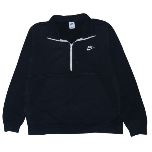 Nike Men Black 1/2 Zip Fleece Sweatshirt L Regular Sportswear