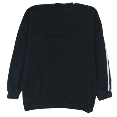 adidas Men Black 2XL Pullover Sweatshirt with Logo Stripes
