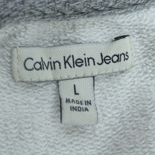 Calvin Klein Jeans Men's Grey Logo Crew Neck Cotton Sweatshirt L