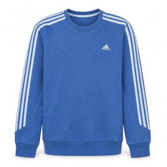 Adidas Boys Blue Crew Neck Pullover Sweatshirt Size M Classic Logo