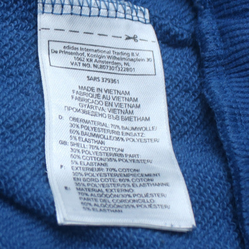 Adidas Boys Blue Crew Neck Pullover Sweatshirt Size M Classic Logo