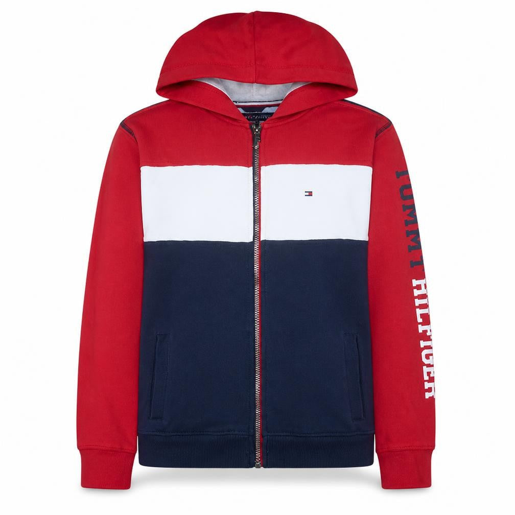 Tommy Hilfiger Teens Red Blue Full Zip Hoodie XL (20) Cotton Blend