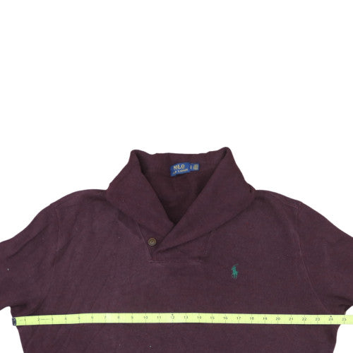 Polo Ralph Lauren Men's Purple Cotton Shawl Neck Jumper Size L