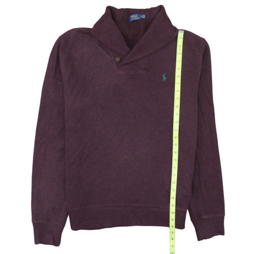 Polo Ralph Lauren Men's Purple Cotton Shawl Neck Jumper Size L