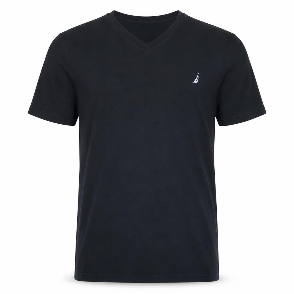 Nautica Men's Black 2XL V-Neck Cotton T-Shirt