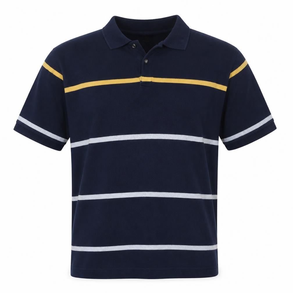 Nautica Men's Blue Striped Cotton Polo Shirt XL Regular Fit