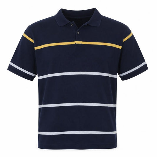 Nautica Men's Blue Striped Cotton Polo Shirt XL Regular Fit