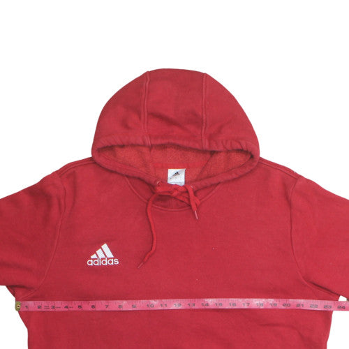 Adidas Mens Red Pullover Hoodie L Fleece Sweatshirt Classic Style