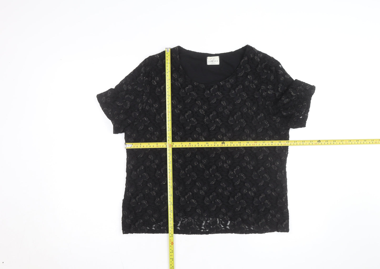 Eastex Women's Black Lace Short Sleeve Blouse Size 16