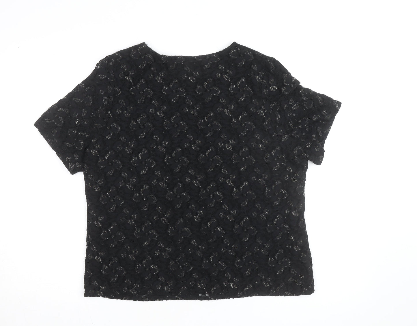 Eastex Women's Black Lace Short Sleeve Blouse Size 16