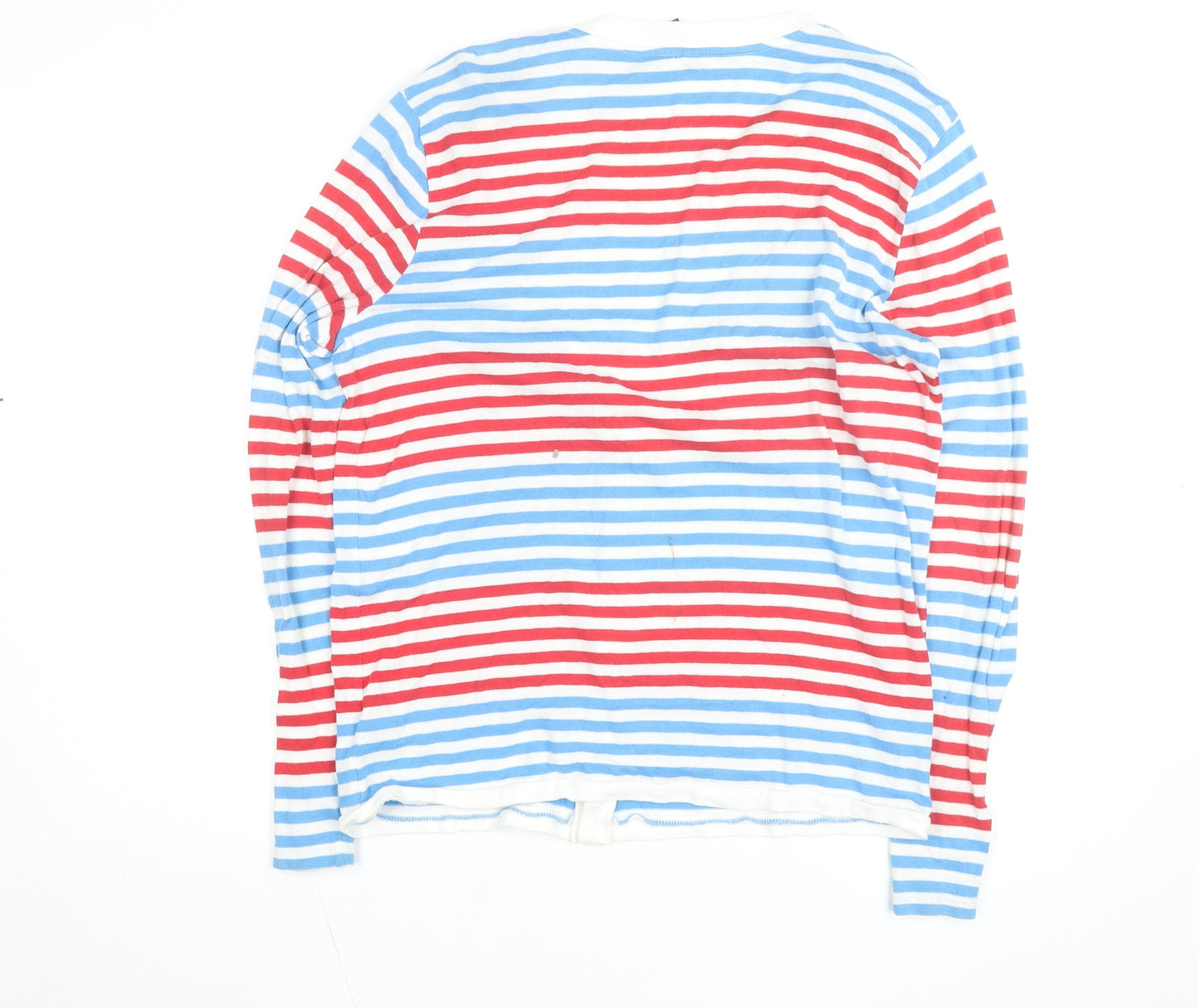 DIVIDED Women’s Red Blue Striped Button-Up Top Size L Cotton Jersey
