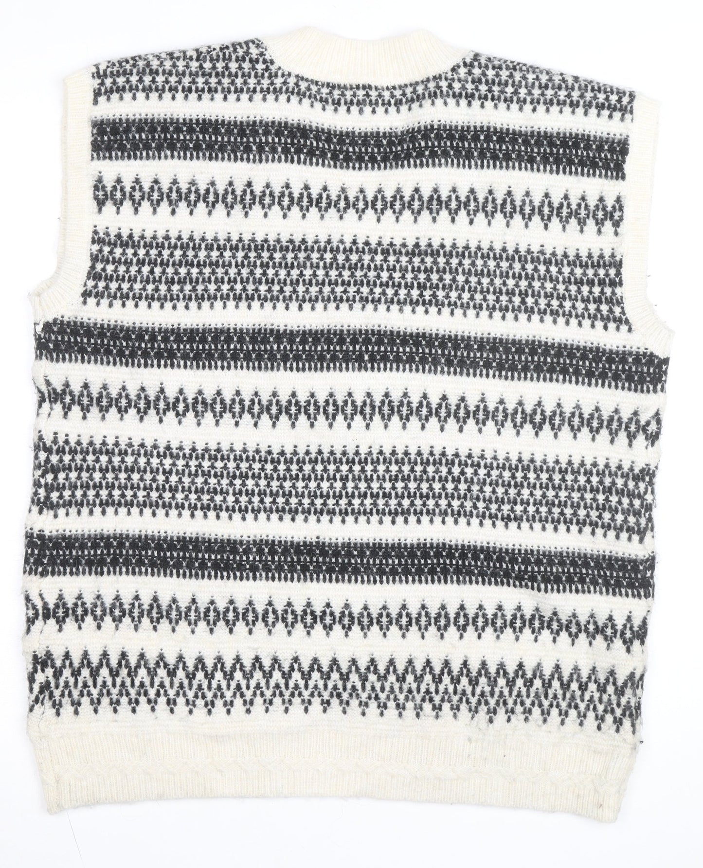 Marks and Spencer Women's Ivory Fair Isle Knit Sleeveless Vest M