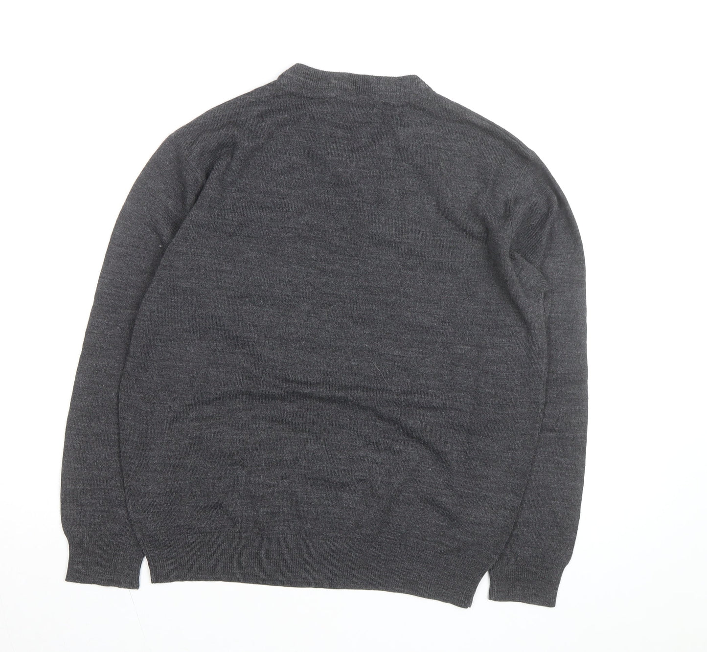 Pierre Cardin Men's Grey Wool Blend V-Neck Jumper Size S