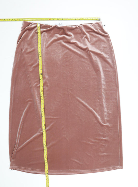 Next Women Pink Velvet Midi Pencil Skirt Size 20
