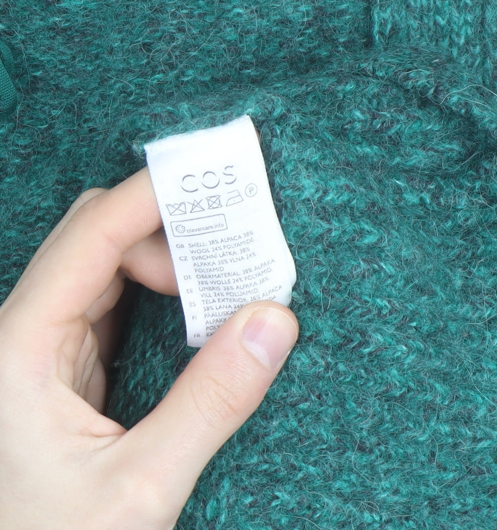 COS Womens Green Alpaca Wool Blend Chunky Knit V-Neck Cardigan Size S