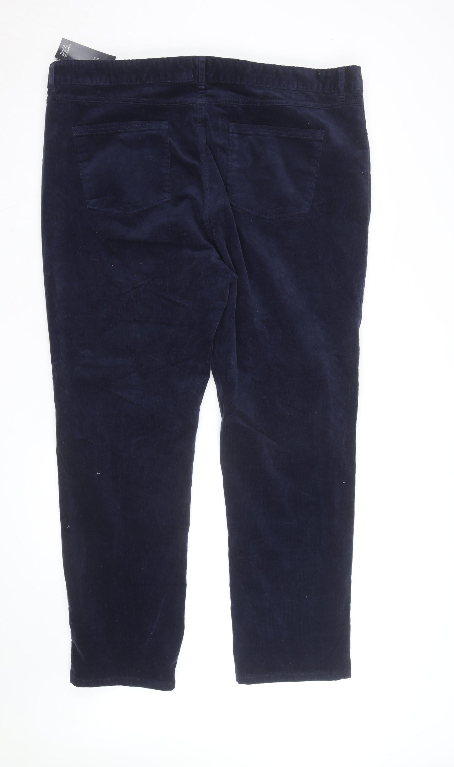 Marks and Spencer Womens Blue Corduroy Stretch Trousers Size 22