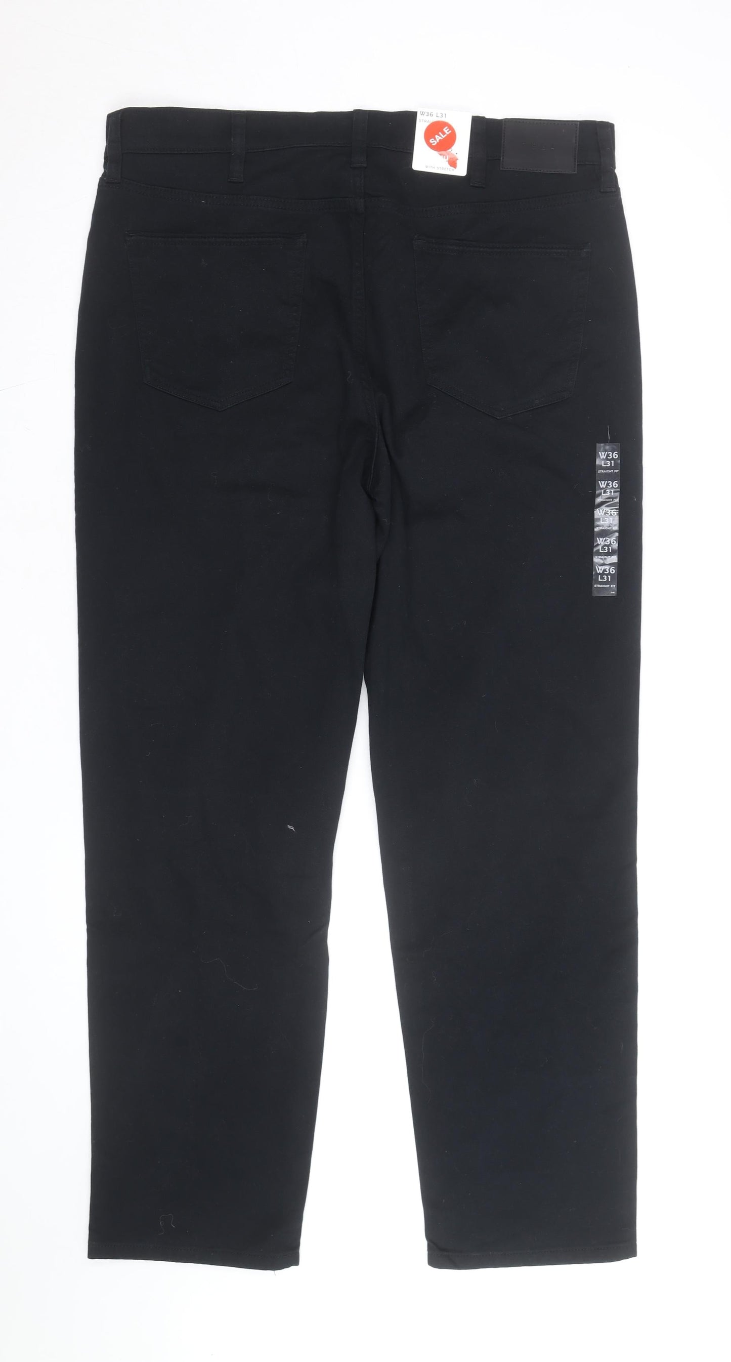 Marks and Spencer Men's Black Straight Leg Jeans W36 L31 Stretch Cotton