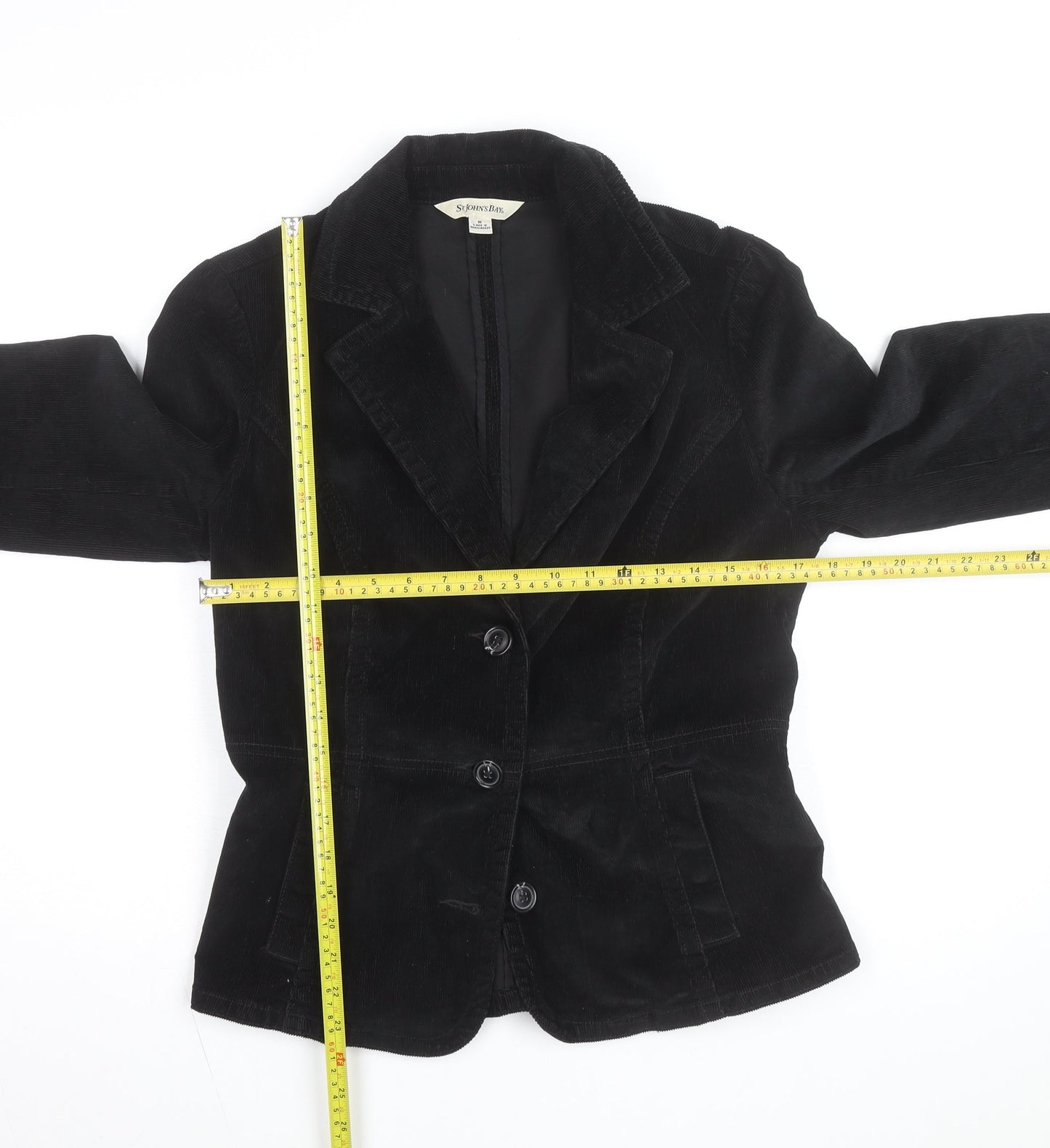 St John's Bay Men's Black Corduroy Blazer Jacket Size M