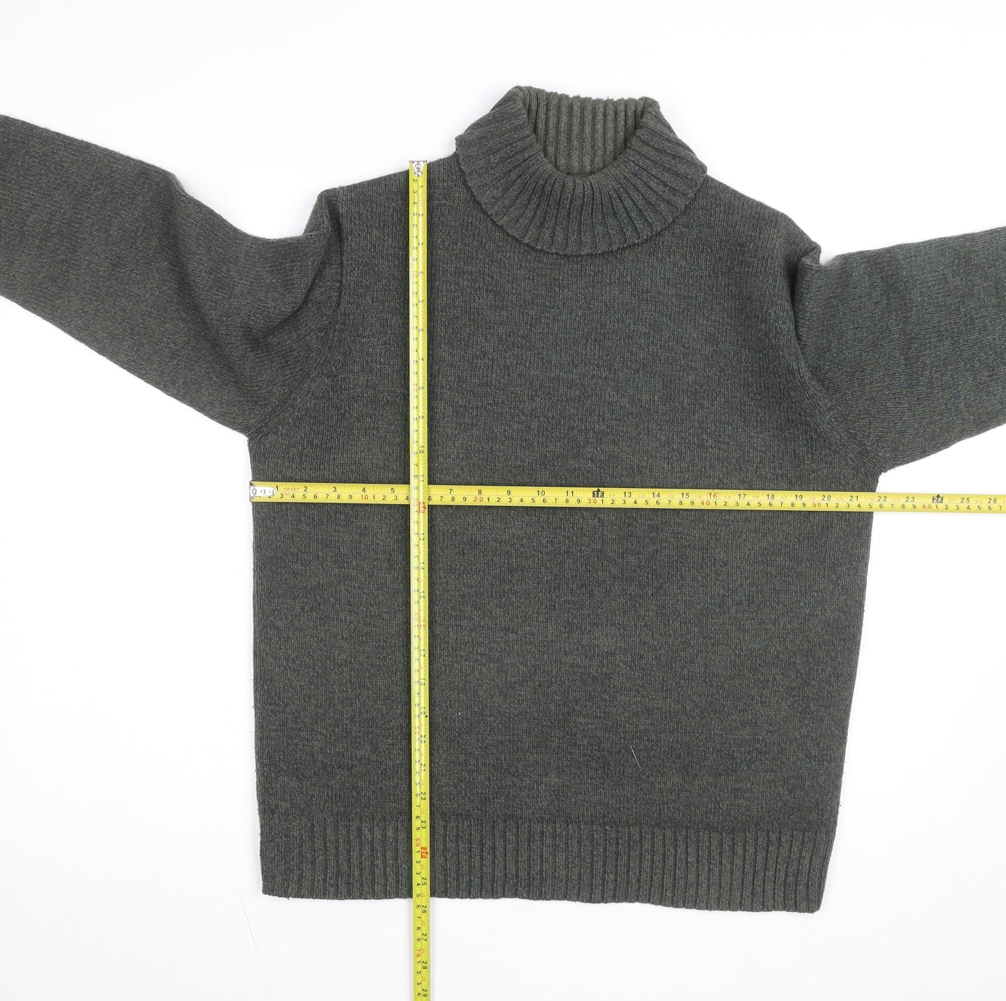 Marks and Spencer Men's Grey Wool Roll Neck Jumper Medium