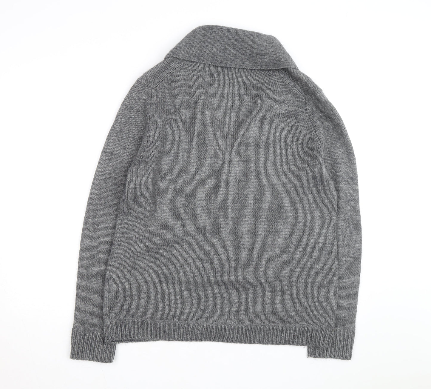 Zara Man Grey Wool Blend Collared Knit Cardigan XL Men's