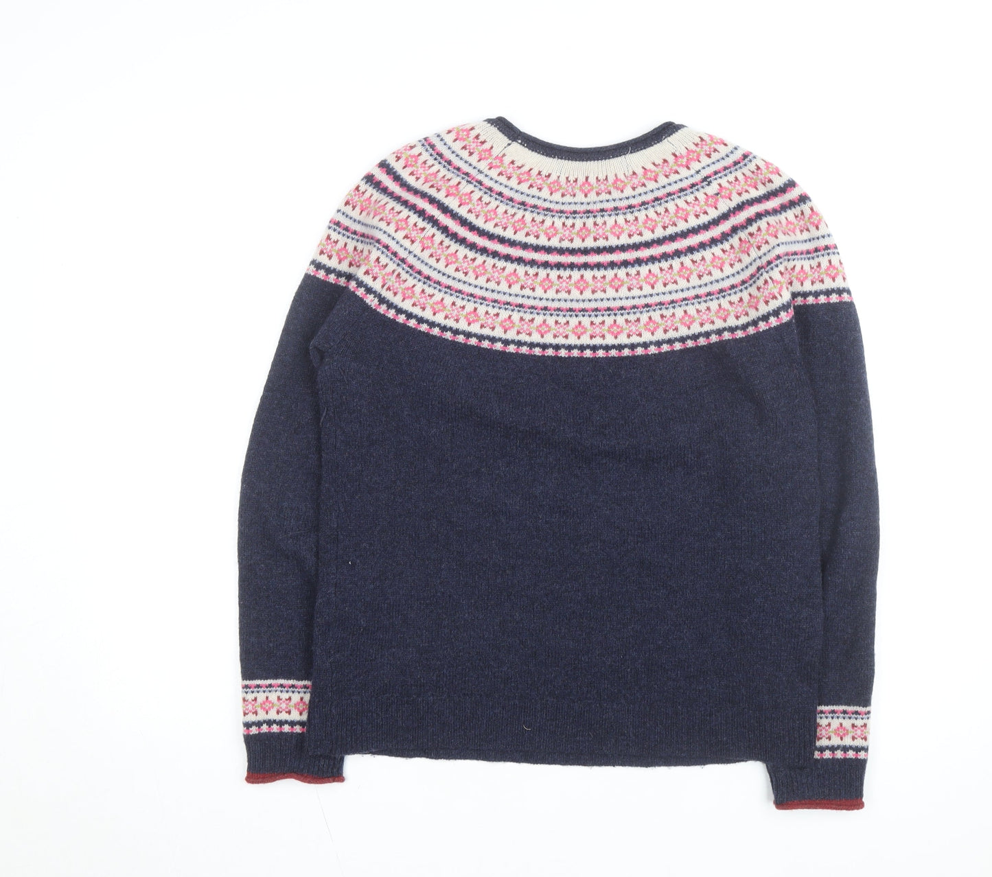 Paul Costelloe Women's Blue Fair Isle Wool Blend Jumper UK 12