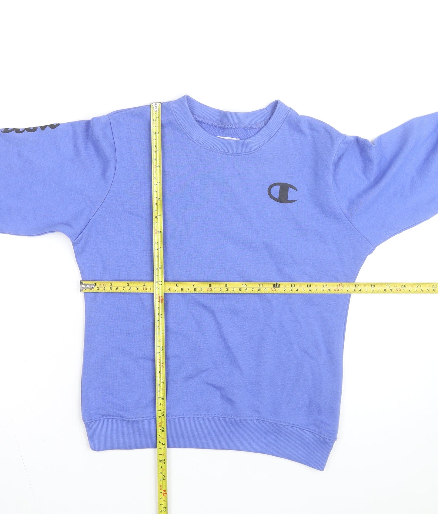 Champion Women Blue Logo Crew Neck Pullover Sweatshirt Size M
