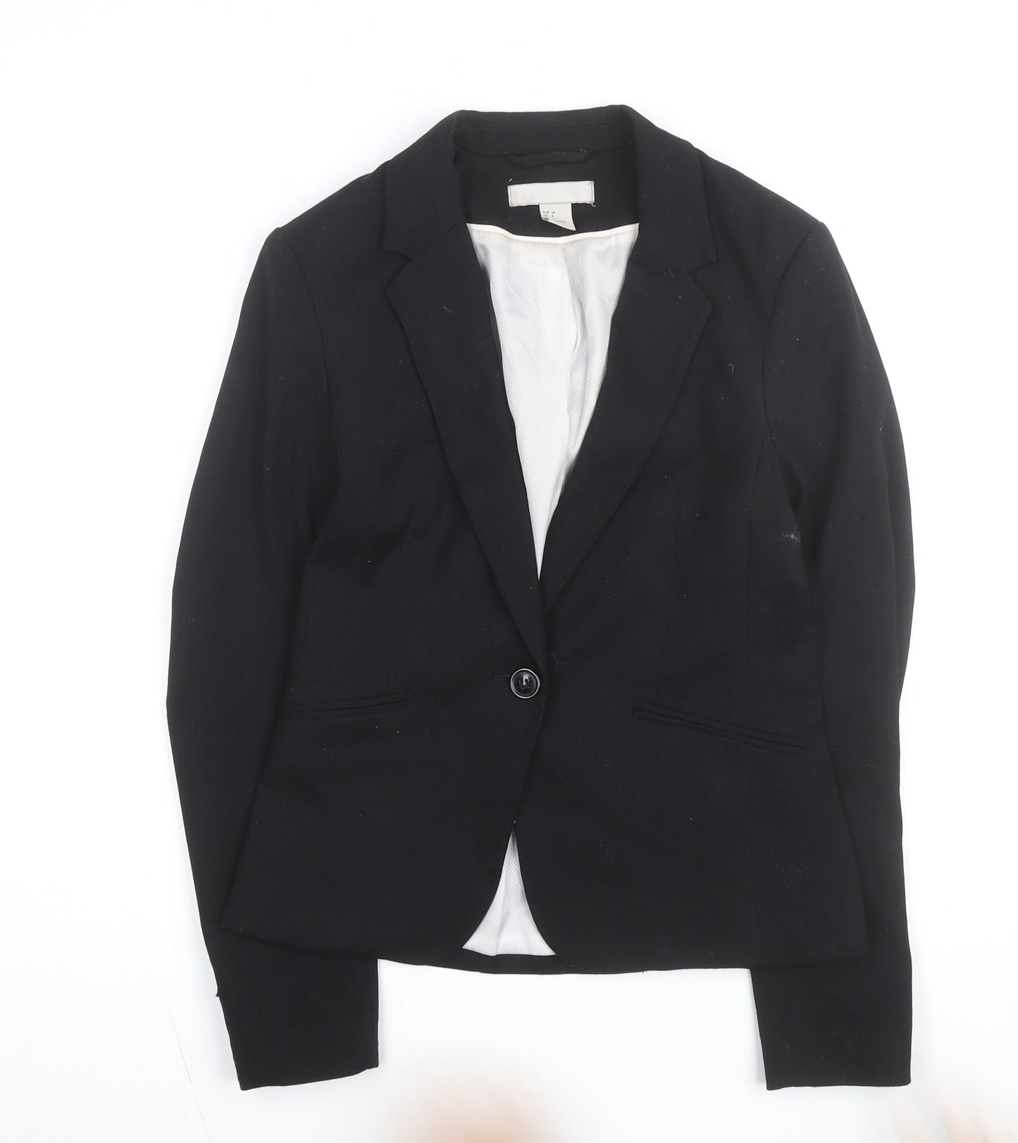 H&M Women Black Slim Fit Lined Blazer Size 6