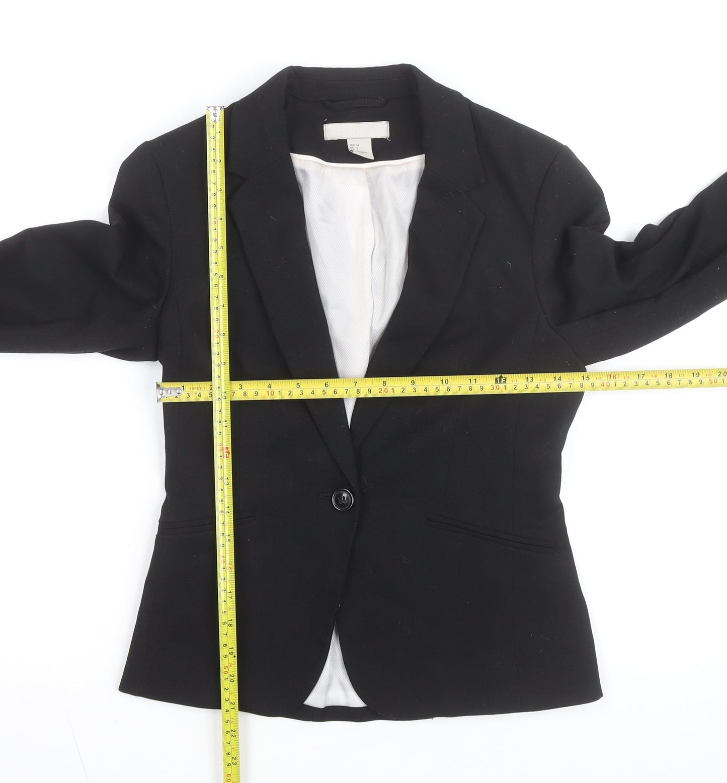 H&M Women Black Slim Fit Lined Blazer Size 6