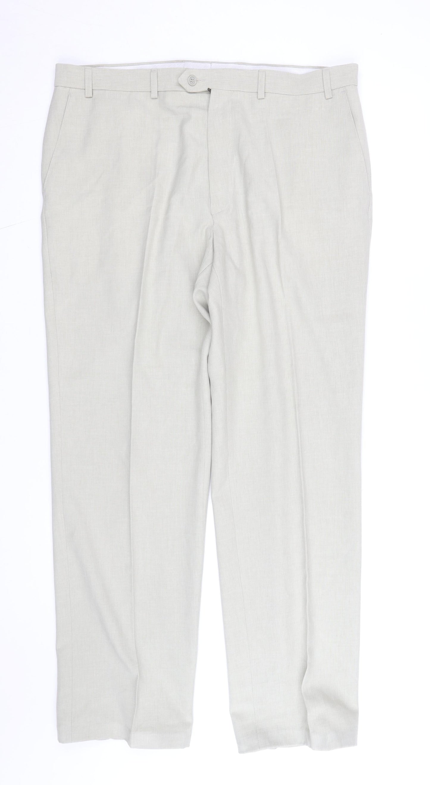 Marks and Spencer Men's Beige Linen Cotton Dress Pants 34W 32L Regular Fit