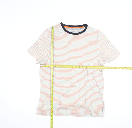 Ted Baker Men's Beige Striped Cotton Crew Neck T-Shirt Size M