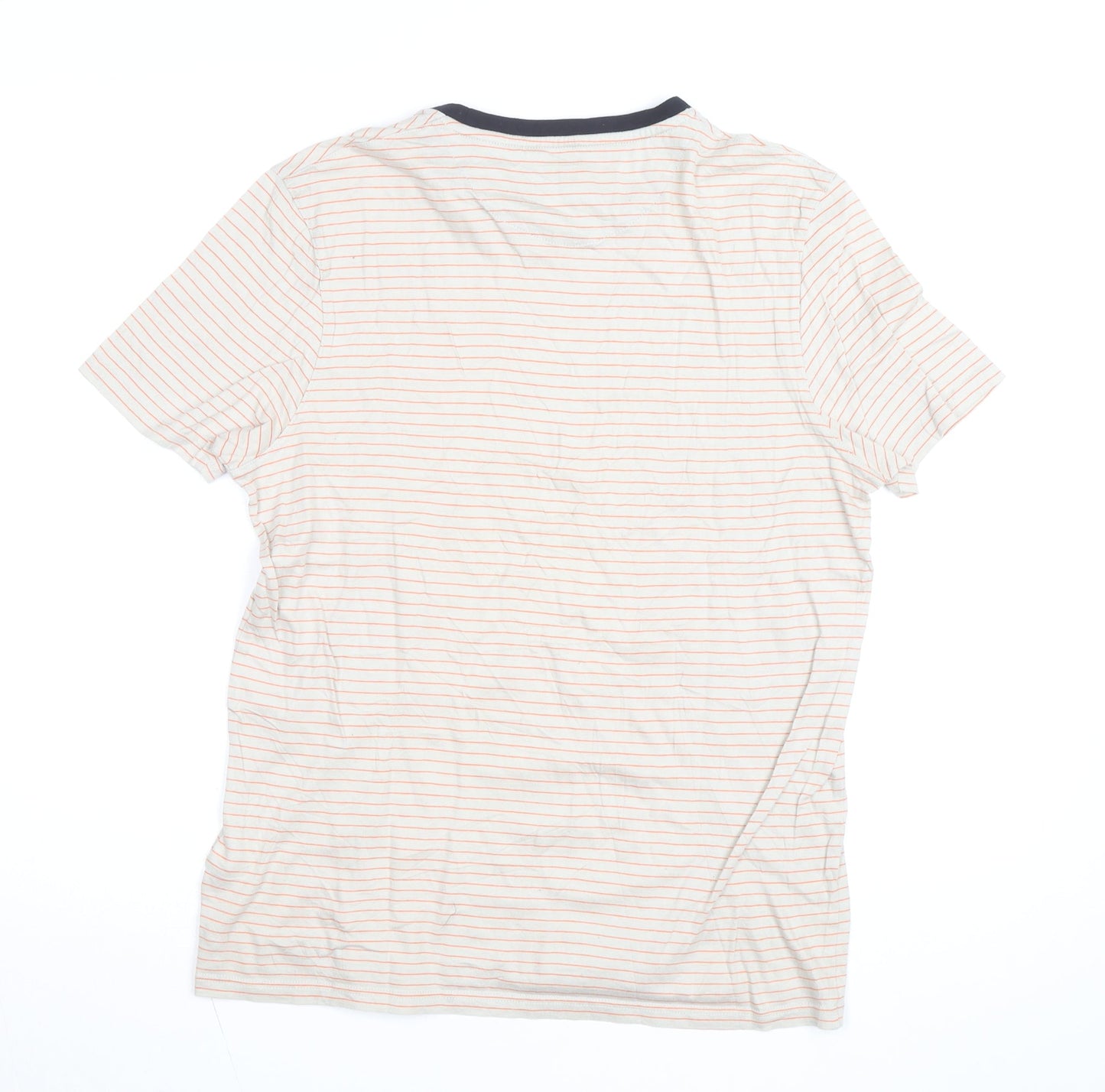 Ted Baker Men's Beige Striped Cotton Crew Neck T-Shirt Size M