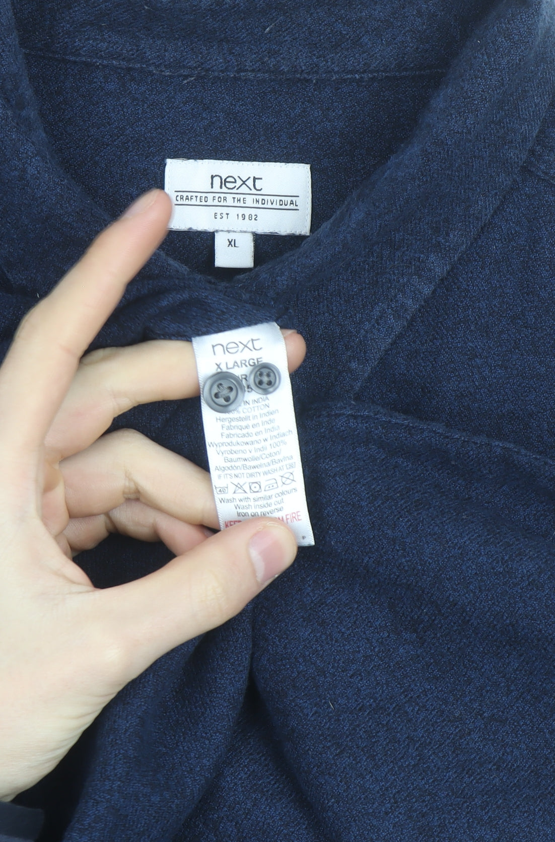 Next Men's Blue Flannel Button-Up Shirt XL Regular Fit