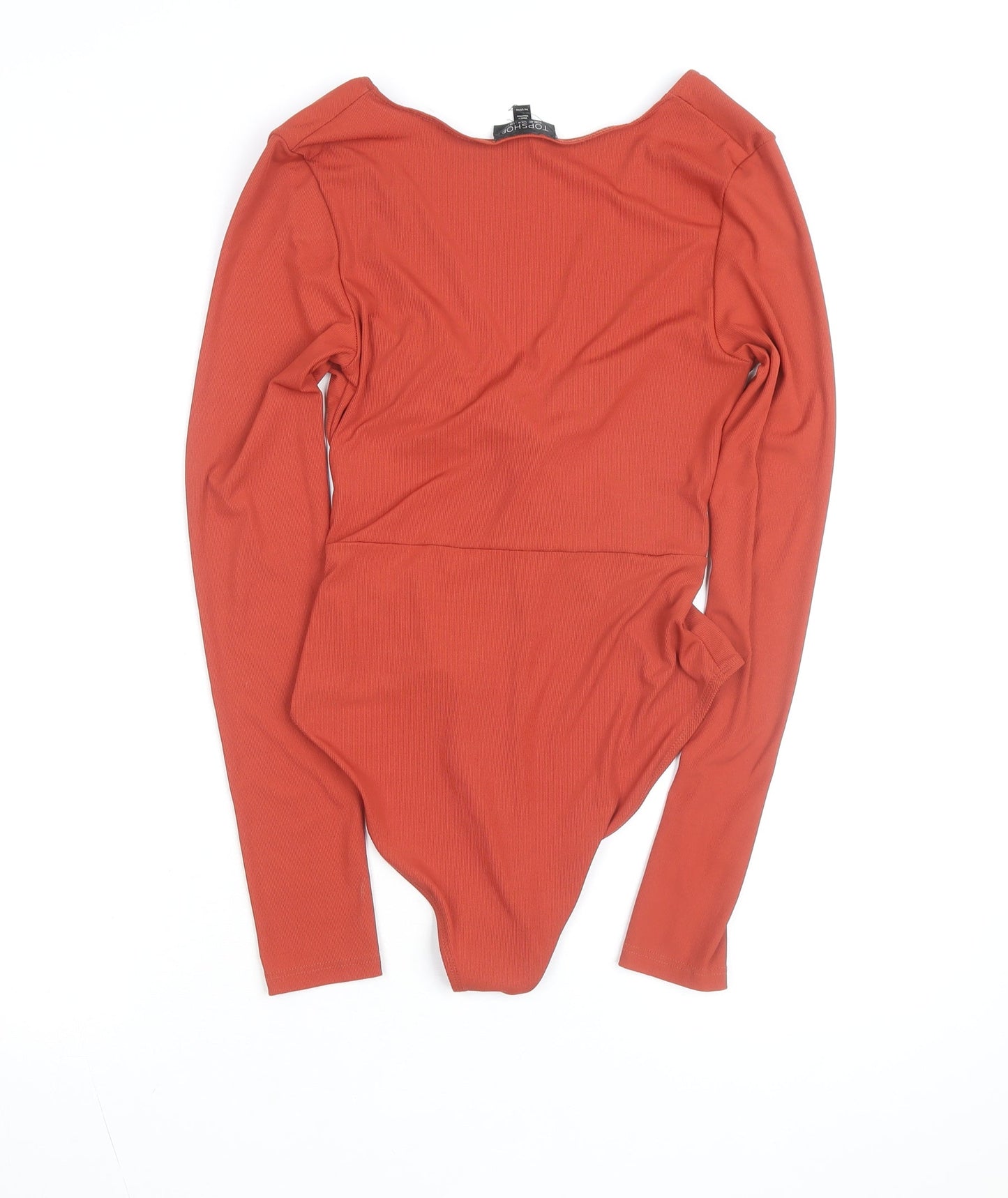 Topshop Women's Orange Long Sleeve Twist Front Bodysuit Size 12