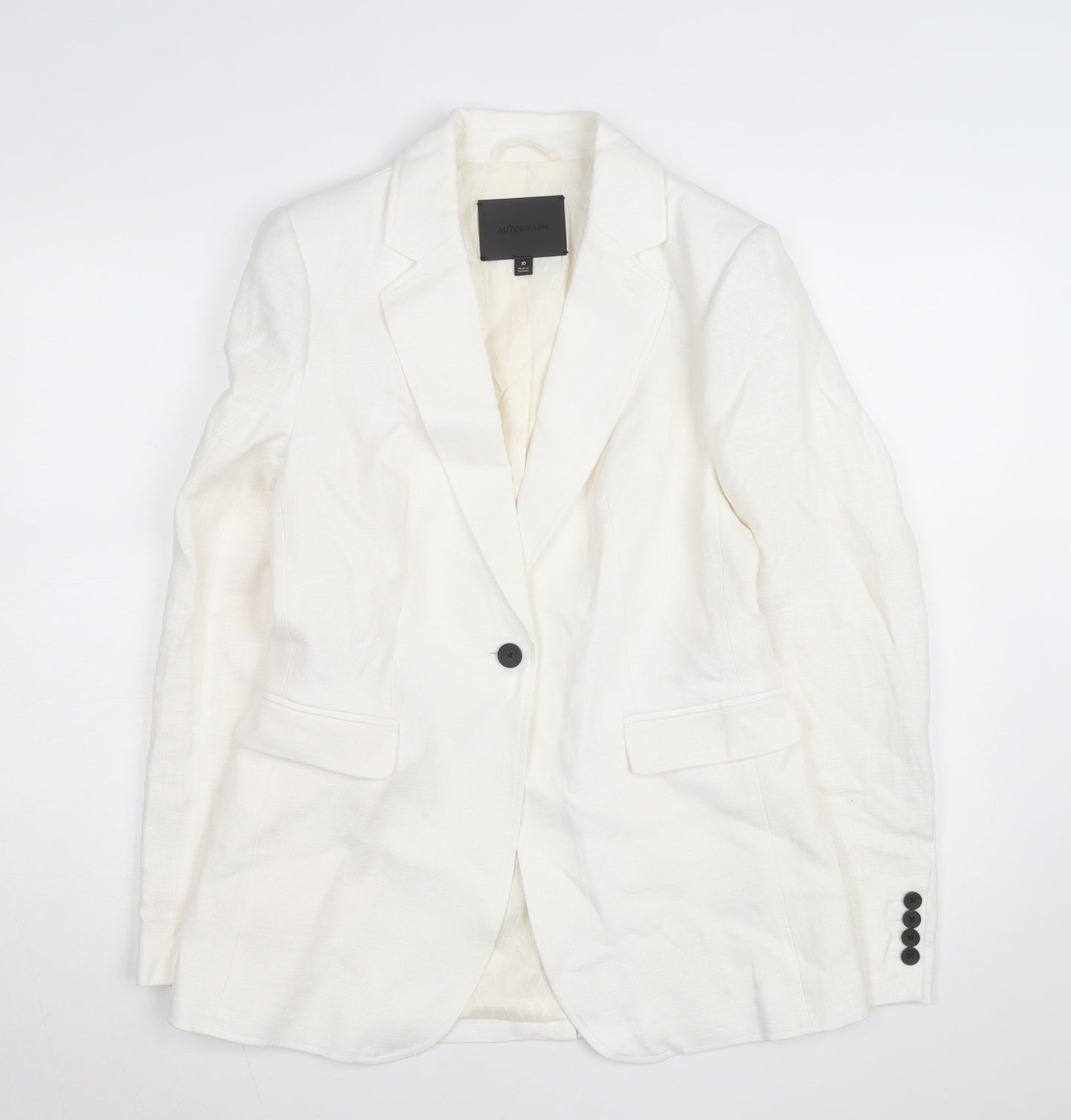 Marks and Spencer Women’s Ivory Linen Blend Blazer Size 10
