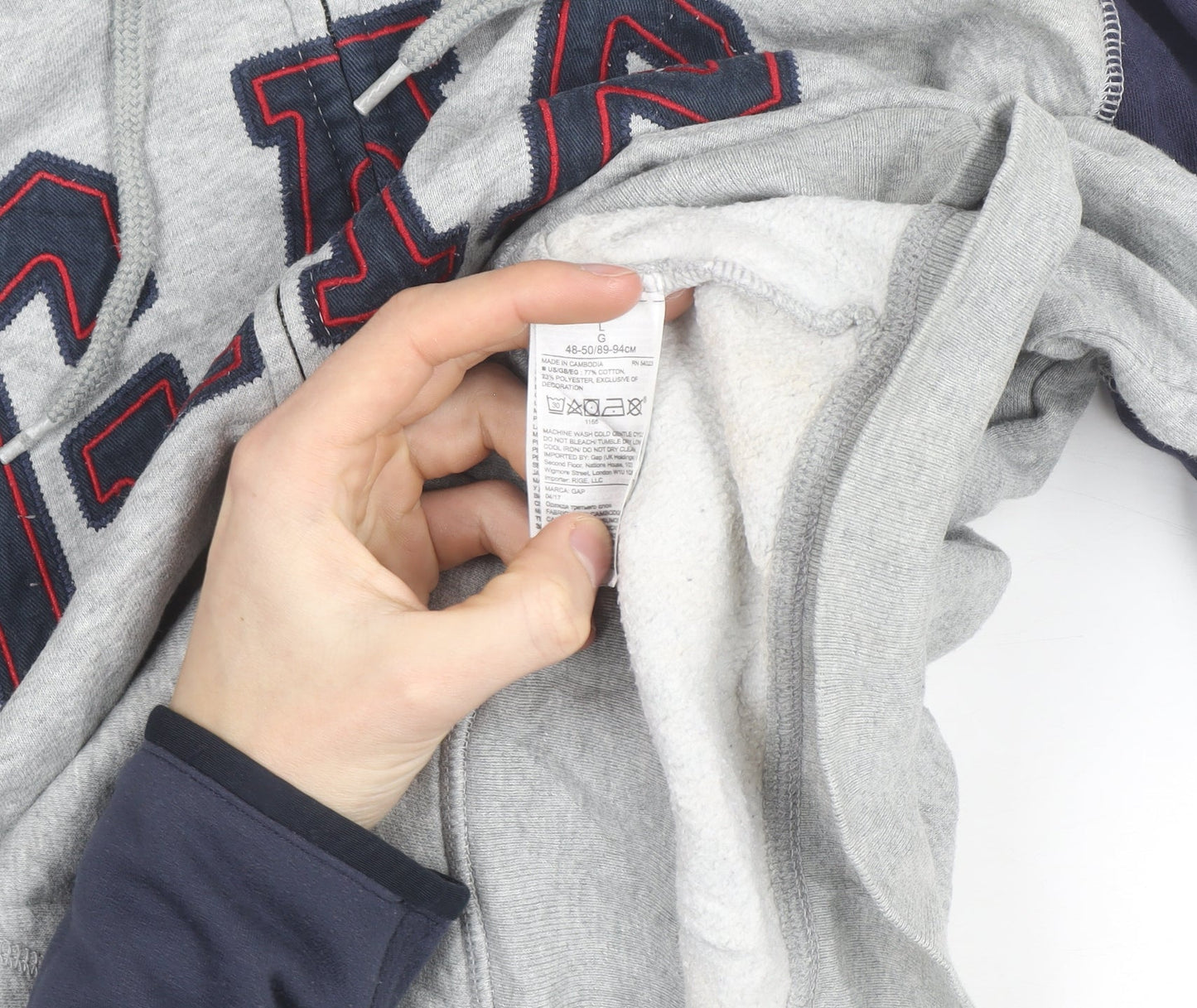 GAP Men's Grey Full Zip Hoodie L Logo Fleece Sweatshirt