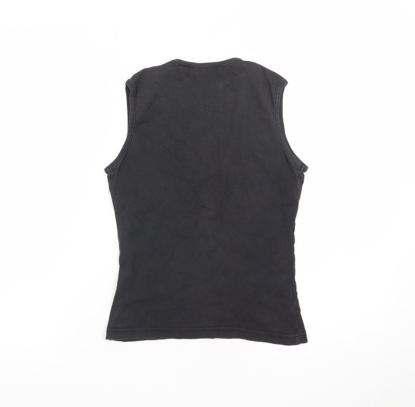 Roxy Womens Black Sleeveless V-Neck Tank Top Size M Cotton Surf Style
