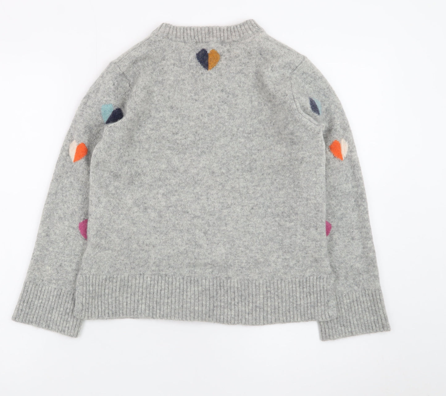 White Stuff Women's Grey Heart Wool Blend Crew Neck Jumper UK 10