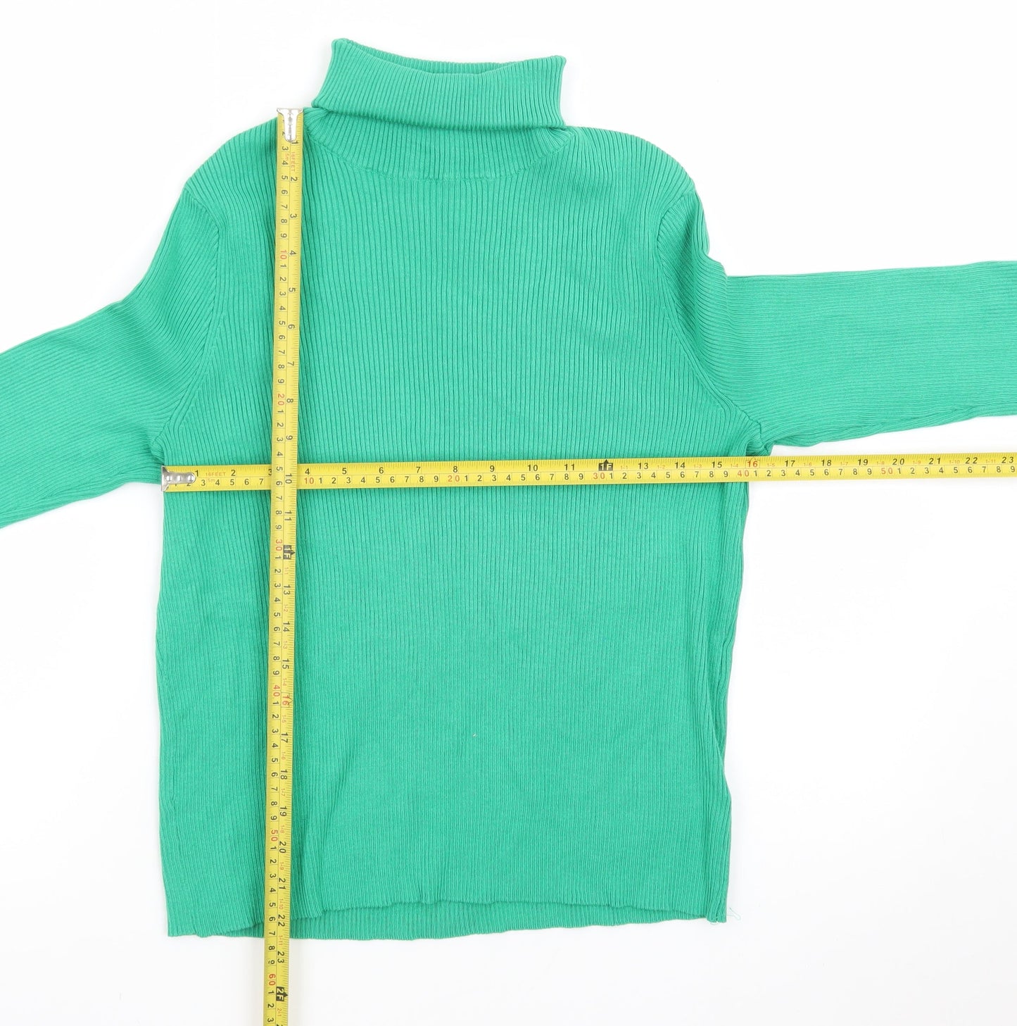 H&M Divided Women's Green Roll Neck Slim Fit Knit Jumper Size 14