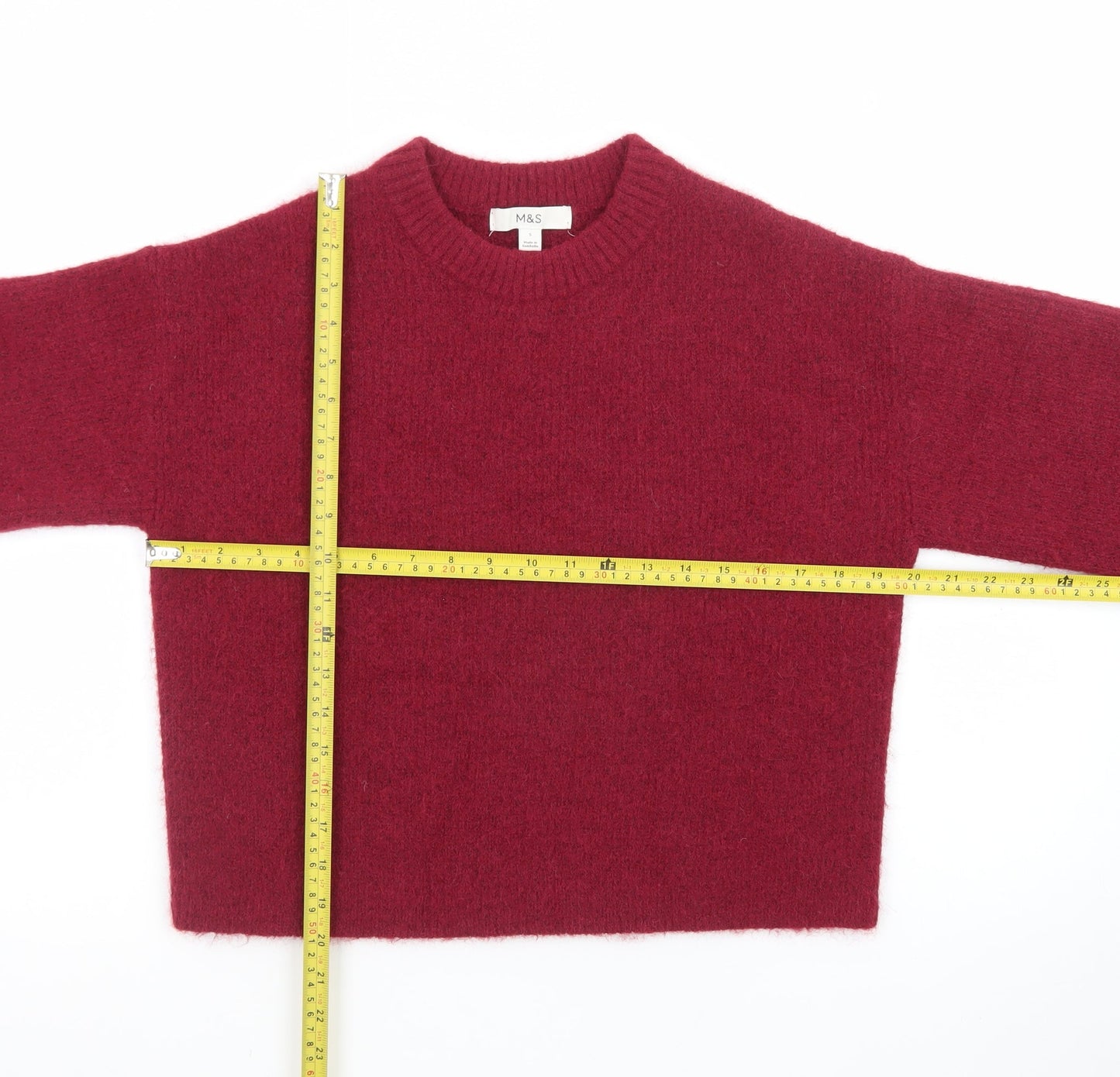 Marks and Spencer Women's Red Wool Blend Crew Neck Pullover Jumper Size S