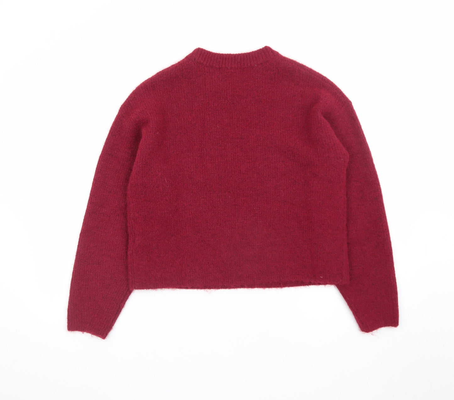 Marks and Spencer Women's Red Wool Blend Crew Neck Pullover Jumper Size S