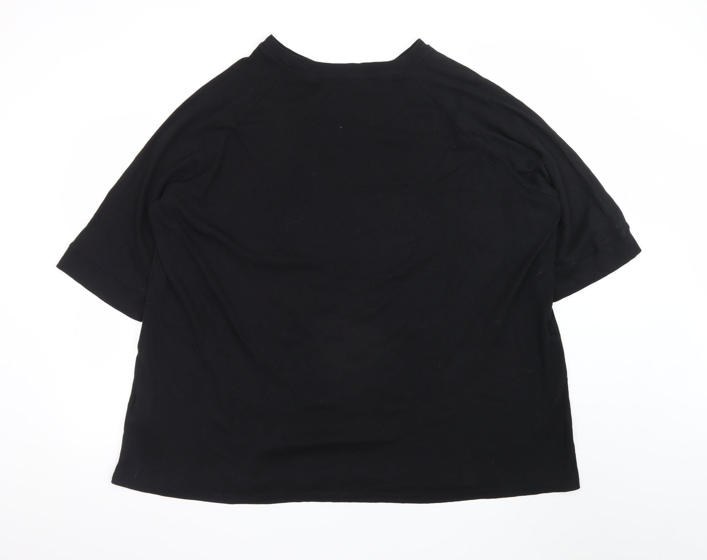 Capsule Womens Black Relaxed Fit Cotton Blend Short Sleeve T-Shirt Size 32