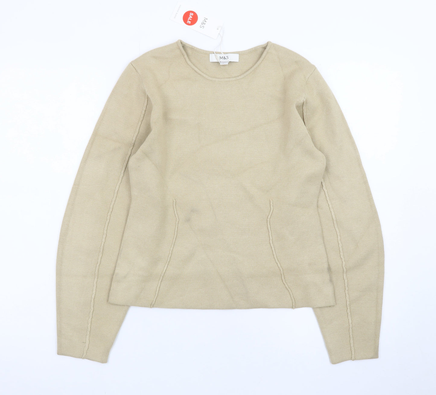 Marks and Spencer Women Beige XS Knit Pullover Jumper