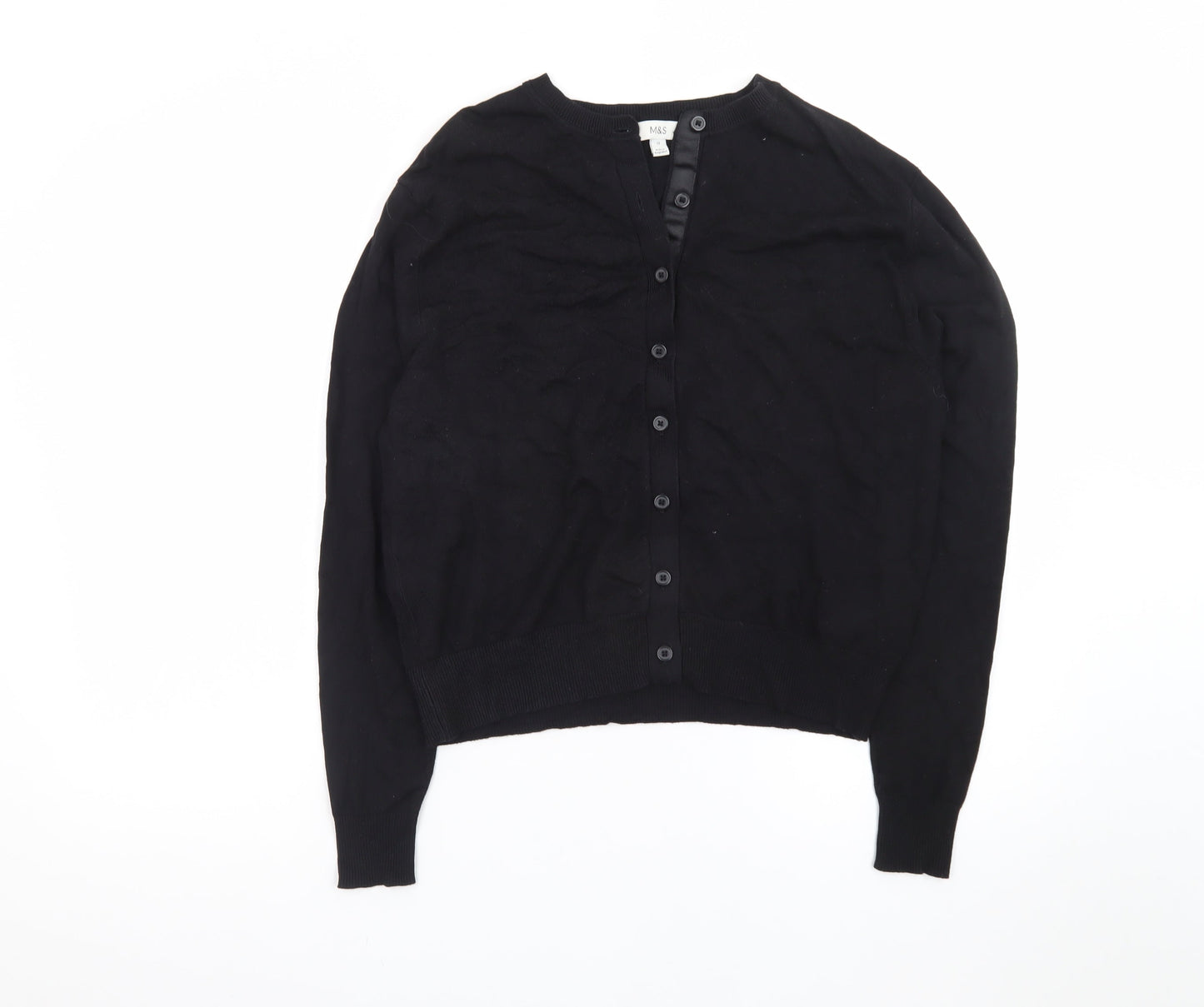 Marks and Spencer Womens Black Size 12 Cardigan Viscose Blend