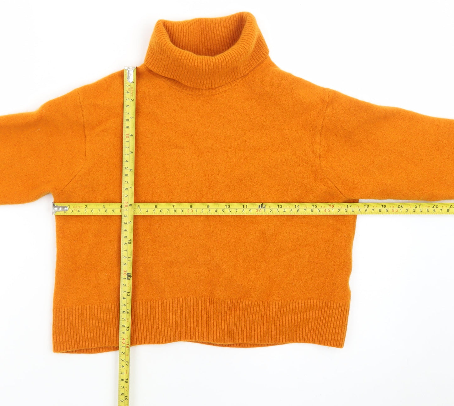 Uniqlo Women’s Orange Roll Neck 100% Cashmere Jumper Size S