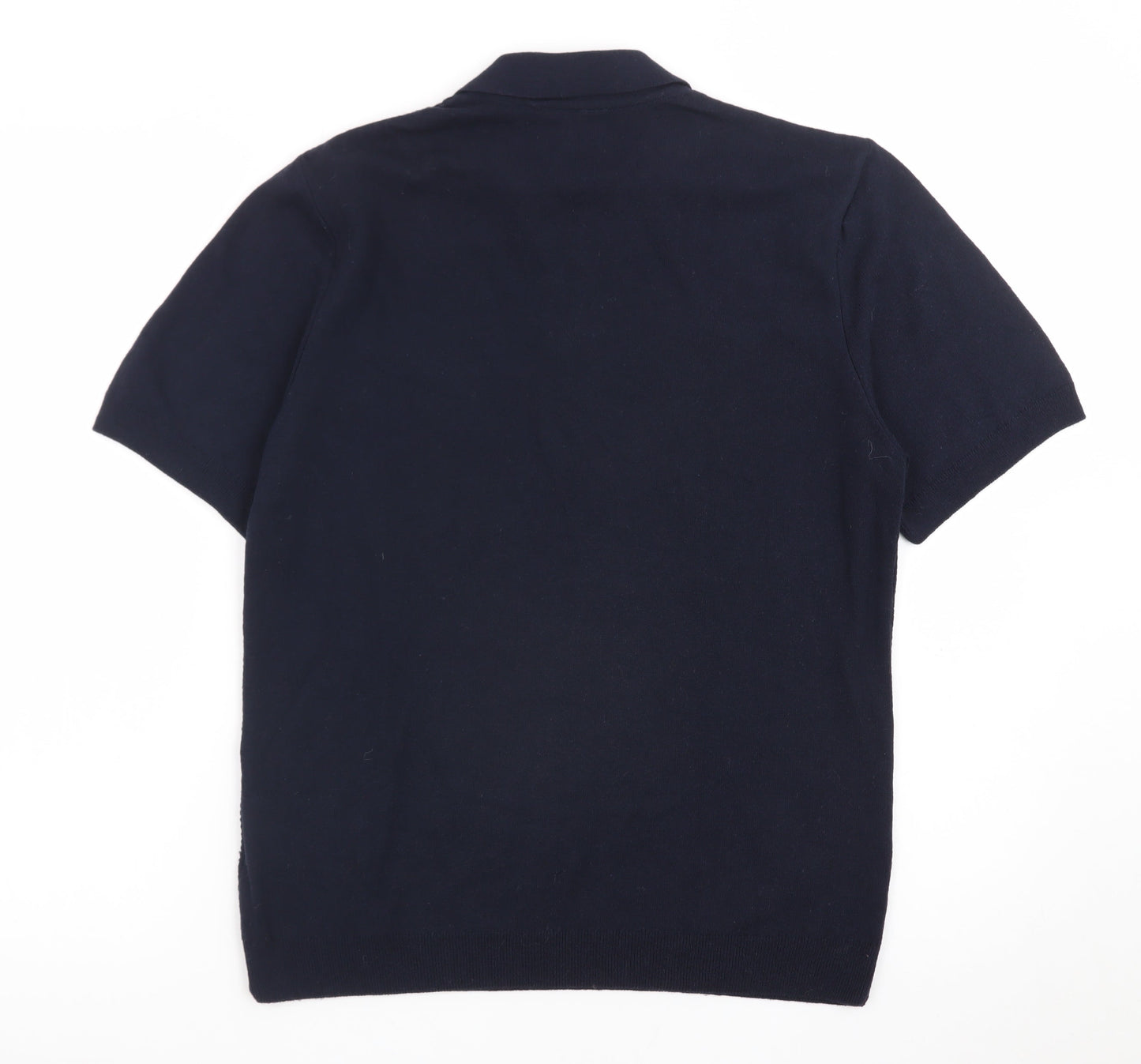 H&M Men's Navy Short Sleeve Slim Fit Polo Shirt Cotton Blend Small