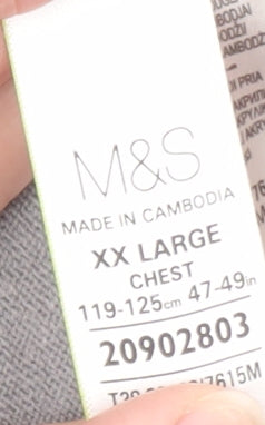 Marks and Spencer Men Grey 2XL Acrylic V-Neck Pullover Jumper