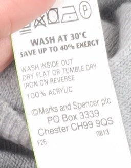 Marks and Spencer Men Grey 2XL Acrylic V-Neck Pullover Jumper